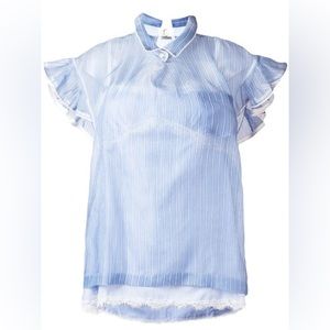 Sacai striped frill-trim blouse